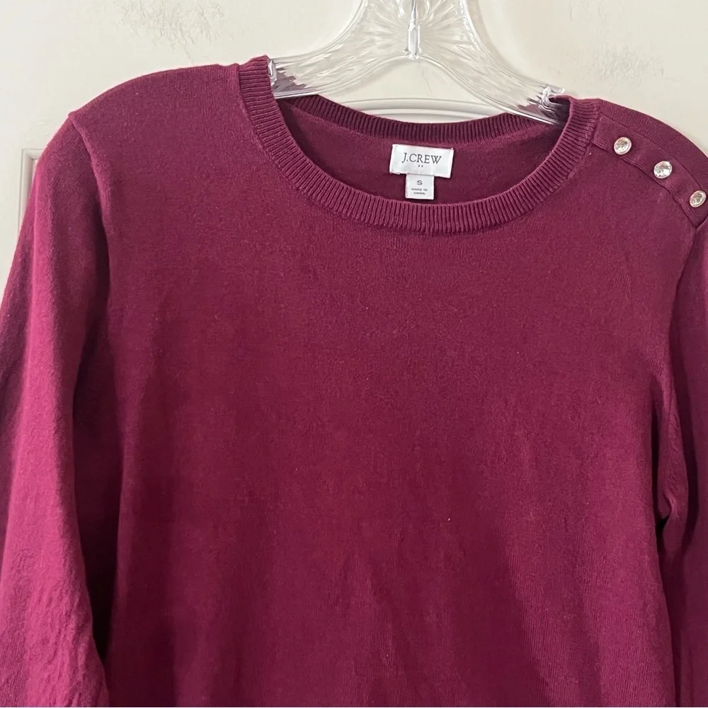 J. Crew Women's Plum Long Sleeve Sweater with Button Detail Size Small